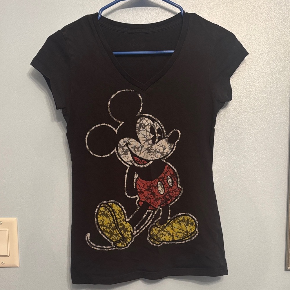 Disney Black Tee with Mickey Mouse Graphic